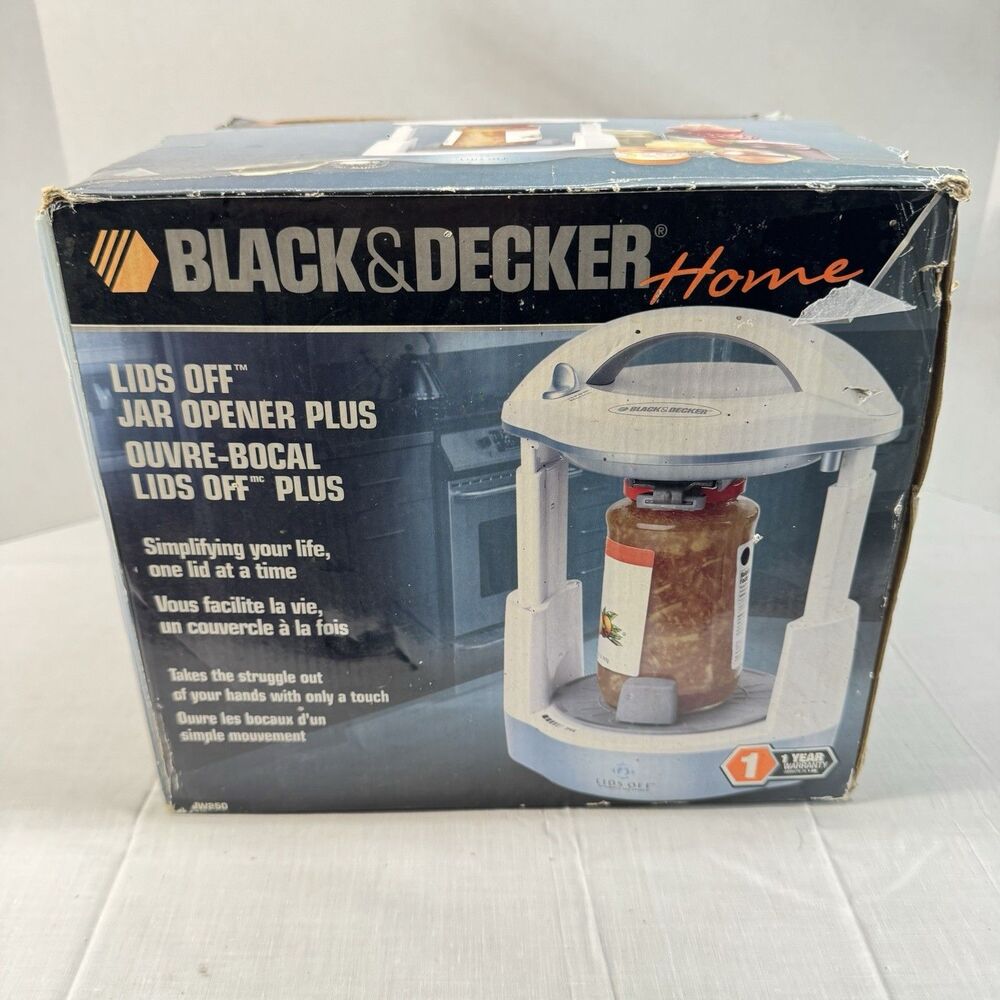 Black & Decker Home Lids Off Jar Opener Plus JW250 New Open Box